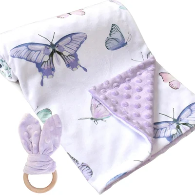 Double-Layer Minky Baby Blanket by Owlowla, Butterfly