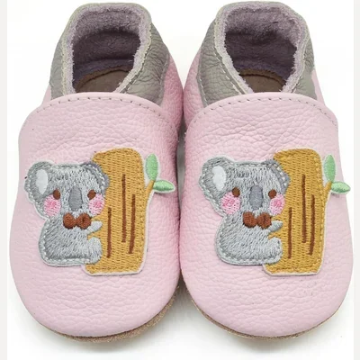 Embroidered Leather Crib Shoes by Owlowla, Koala