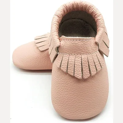 Leather Baby Moccasins by Owlowla, Blush
