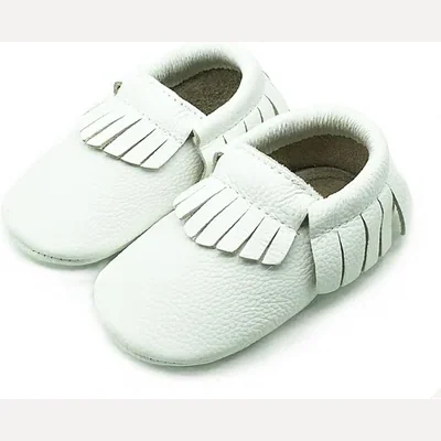 Leather Baby Moccasins by Owlowla, White