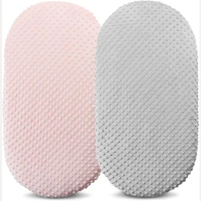 Minky Bassinet Sheets by Owlowla, Grey and Pink