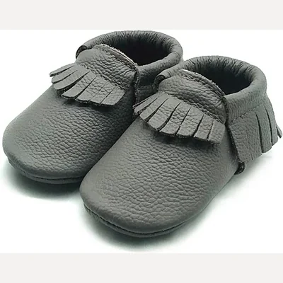 Leather Baby Moccasins by Owlowla, Slate