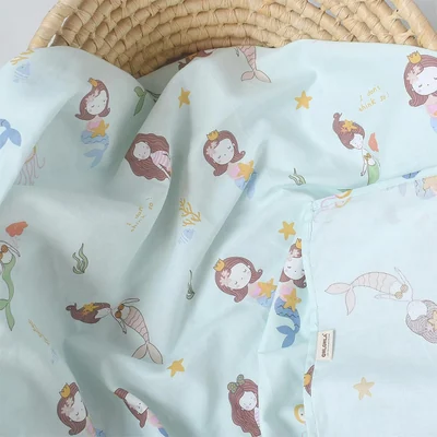 Muslin Swaddle Blankets, Two-Pack by Owlowla, Gray Floral and Mermaid