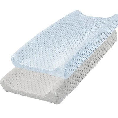 Minky Changing Pad Covers by Owlowla, Silver Grey and Baby Blue