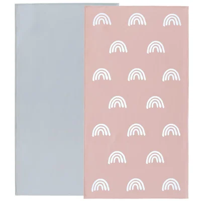 Portable Changing Pads, Two-Pack by Owlowla, Gray and Rainbow