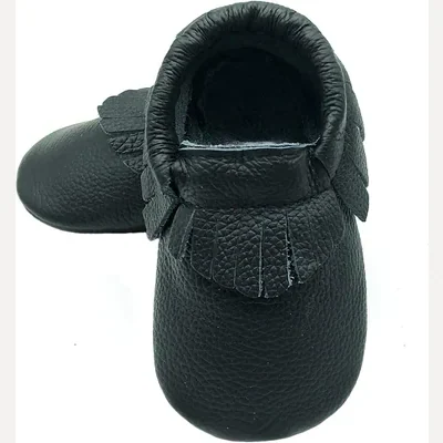 Leather Baby Moccasins by Owlowla, Black