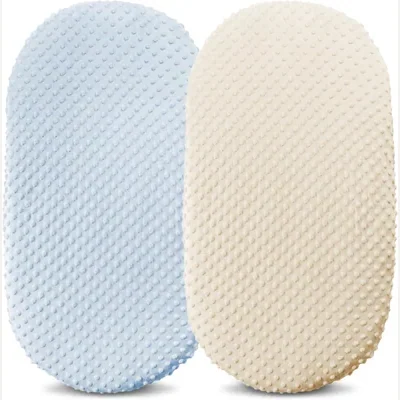 Minky Bassinet Sheets by Owlowla, Cream and Baby Blue