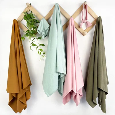 Large Swaddle Blanket and Hat Set by Owlowla, Sand